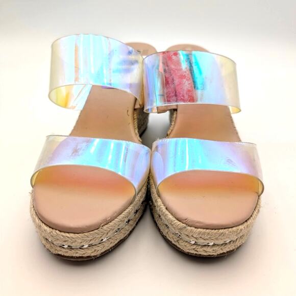 Karl Lagerfeld Cecily Wedge Sandal Womens Iridescent Rubber Size US9.5 EU40 - Picture 2 of 12